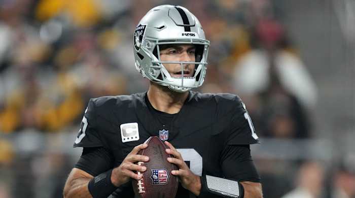Raiders quarterback Jimmy Garoppolo has five touchdowns and six interceptions to start the 2023 season.